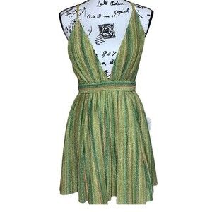 LUXXEL  Lime green dress women  Glitter omber mini tutu dress size S baddie chic